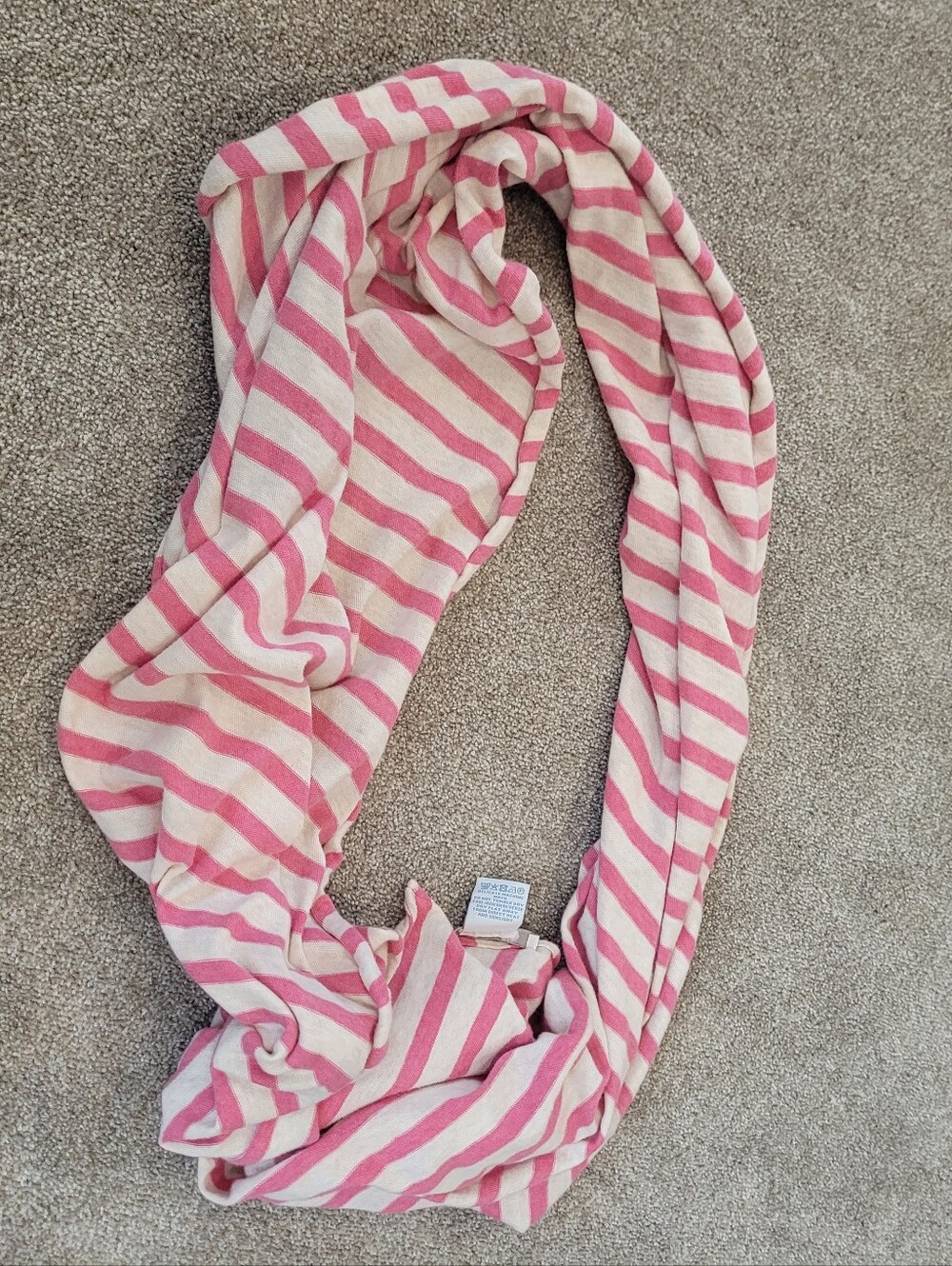 Boden Womens Pink And White Striped Cotton Neck Scarf